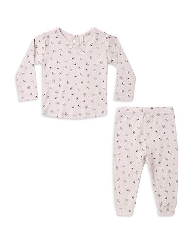 Quincy Mae Quincy Mae Girls' Pointelle Long Sleeve Tee & Leggings Set