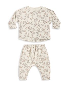 Quincy Mae Quincy Mae Girls' Rowan Floral Cotton Top & Drawstring Pants Set