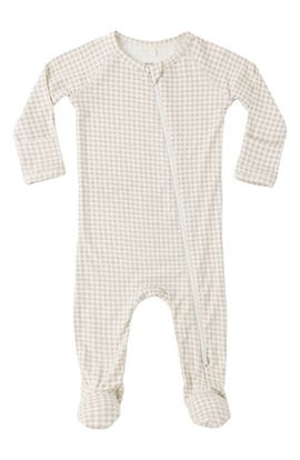 QUINCY MAE QUINCY MAE Oat Gingham Zip Footie