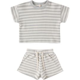 QUINCY MAE QUINCY MAE Stripe Waffle Tee & Shorts Set