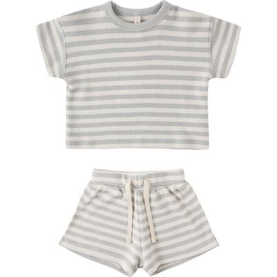 QUINCY MAE QUINCY MAE Stripe Waffle Tee & Shorts Set