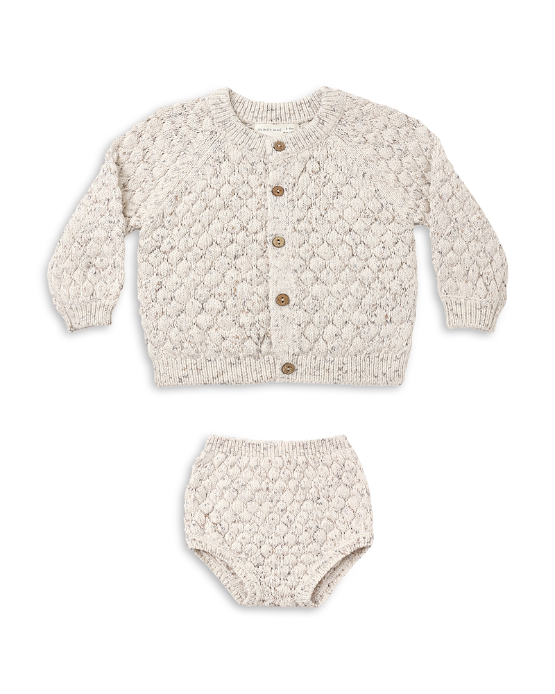 Quincy Mae Quincy Mae Unisex Confetti Bubble Knit Cotton Cardigan & Bloomer Set