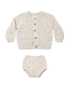 Quincy Mae Quincy Mae Unisex Confetti Bubble Knit Cotton Cardigan & Bloomer Set