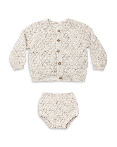 Quincy Mae Quincy Mae Unisex Confetti Bubble Knit Cotton Cardigan & Bloomer Set