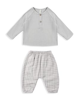 Quincy Mae Quincy Mae Unisex Peter Woven Cotton Cloud Top & Pants Set