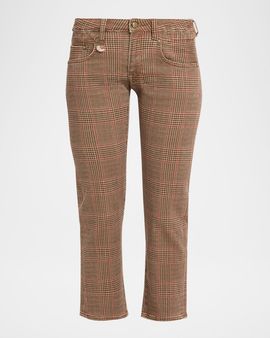 R13 Boy Straight Glen Plaid Ankle Jeans
