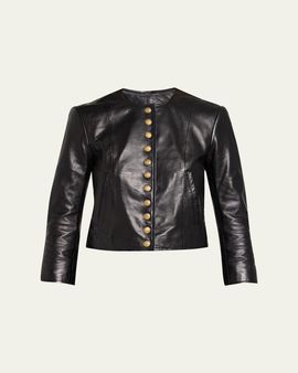 R13 Front-Snap Leather Jacket
