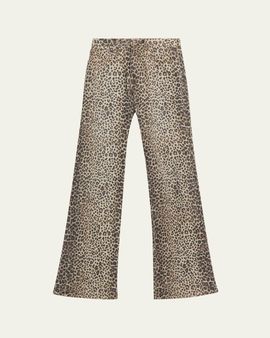 R13 Jane Wide-Leg Leopard Jeans