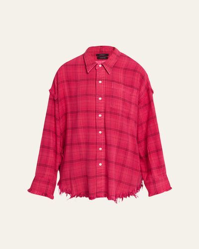 R13 Long-Sleeve Shredded Seam Shirt