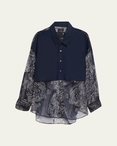 R13 Long-Sleeve Silk Overlay Shirt