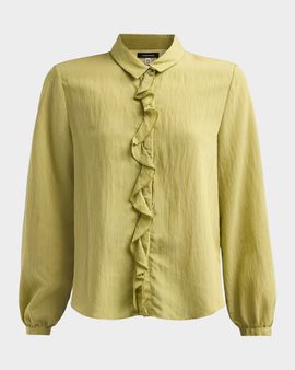 R13 Pinstriped Ruffle Blouse