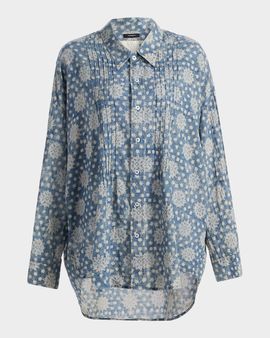 R13 Pintuck Printed Linen Shirt