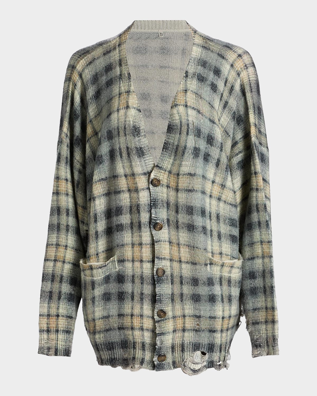 R13 Plaid Wool-Cashmere Oversized Cardigan