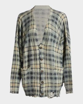 R13 Plaid Wool-Cashmere Oversized Cardigan