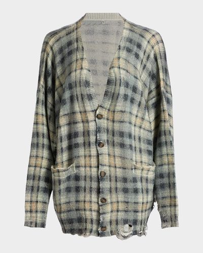 R13 Plaid Wool-Cashmere Oversized Cardigan