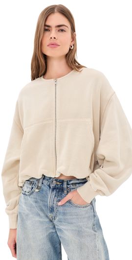 R13 R13 Balloon Zip-Up Crewneck Natural Off White