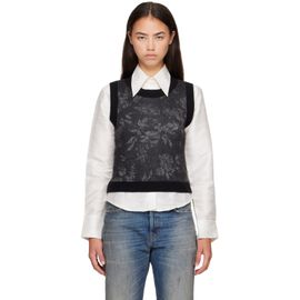 R13 R13 Black & Gray Shrunken Crewneck Sweater Vest