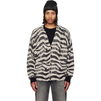 R13 R13 Black & White Printed Oversized Cardigan