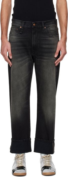 R13 R13 Black Cuffed Boyfriend Jeans
