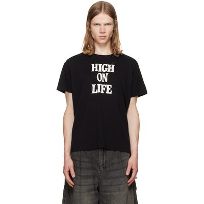 R13 R13 Black 'High On Life' Boy T-shirt