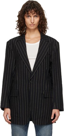 R13 R13 Black Oversized Ragged Blazer