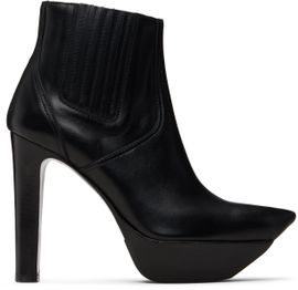R13 R13 Black Pointy Toe Platform Heeled Ankle Boots