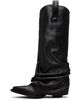 R13 R13 Black Sleeve Mid Cowboy Boots - 3