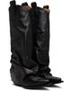 R13 R13 Black Sleeve Mid Cowboy Boots - 4