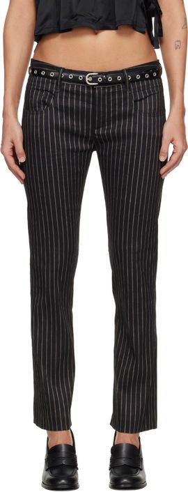 R13 R13 Black Tailored Boy Straight Trousers