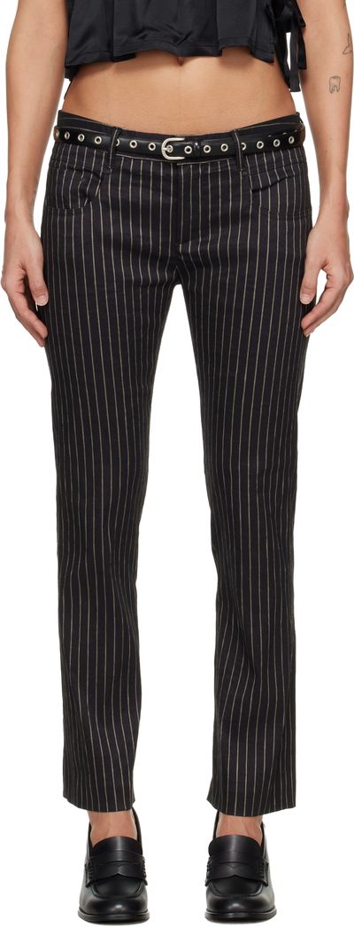 R13 R13 Black Tailored Boy Straight Trousers