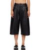 R13 R13 Black Triple Pleat Culotte Leather Shorts - 1