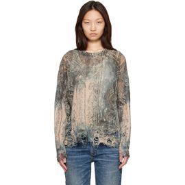 R13 R13 Blue & Beige Printed Boyfriend Sweater