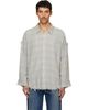 R13 R13 Blue & Gray Shredded Seam Drop Neck Shirt - 1