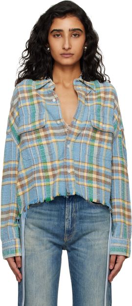 R13 R13 Blue Cropped Work Shirt