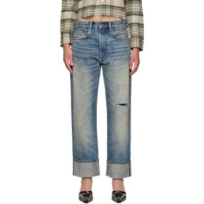 R13 R13 Blue Cuffed Boyfriend Jeans