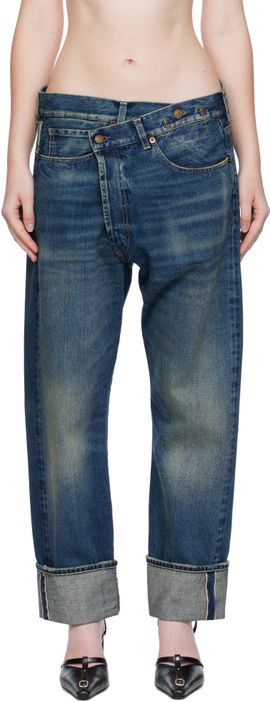 R13 R13 Blue Cuffed Crossover Jeans