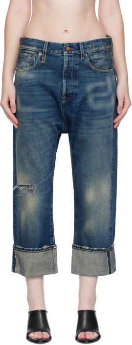 R13 R13 Blue Cuffed Tailored Drop Jeans