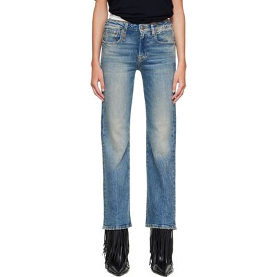 R13 R13 Blue Joan Cropped Flare Jeans
