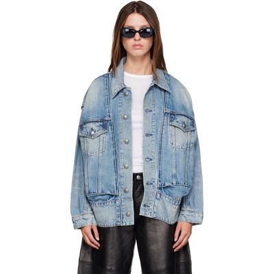 R13 R13 Blue Roxy Moto Denim Jacket