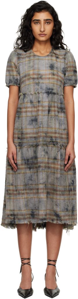 R13 R13 Blue Shredded Relaxed Midi Dress