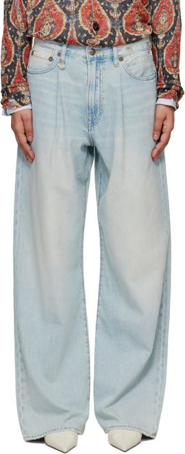 R13 R13 Blue Wide Leg Damon Pleated Jeans