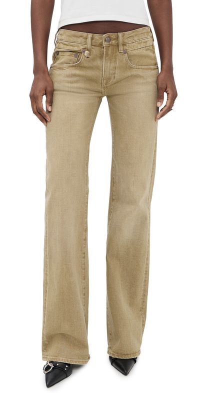 R13 R13 Boy Flare Jeans Olive Green Haze Stretch