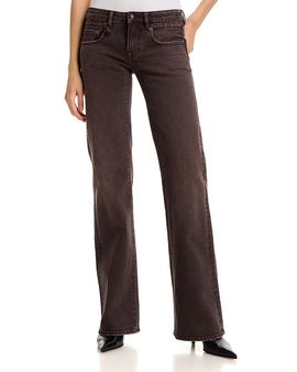 R13 R13 Boy Low Rise Flare Jeans in Worn Chocolate Brown Stretch