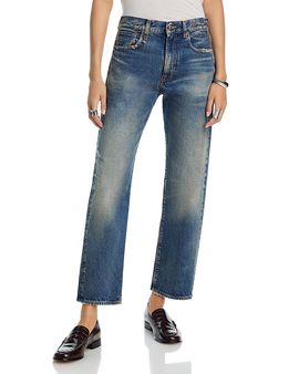 R13 R13 Boyfriend High Rise Ankle Jeans in Bowery Indigo