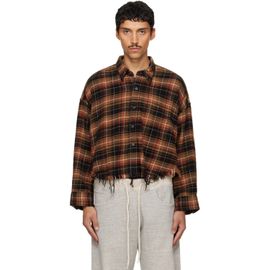 R13 R13 Brown & Black Drop Neck Cropped Shirt
