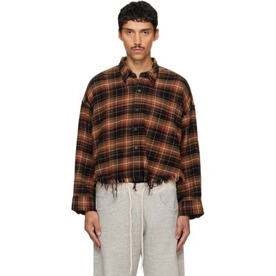 R13 R13 Brown & Black Drop Neck Cropped Shirt