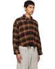 R13 R13 Brown & Black Drop Neck Cropped Shirt - 2