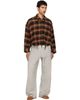 R13 R13 Brown & Black Drop Neck Cropped Shirt - 4