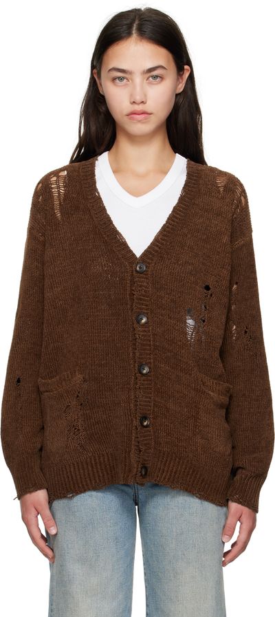 R13 R13 Brown Chenille Boyfriend Cardigan