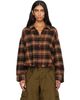 R13 R13 Brown Drop Neck Cropped Shirt - 1